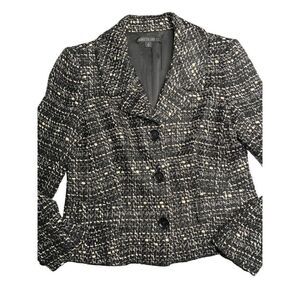 Lafayette 148 Tweed Blazer Jacket black and white size 4